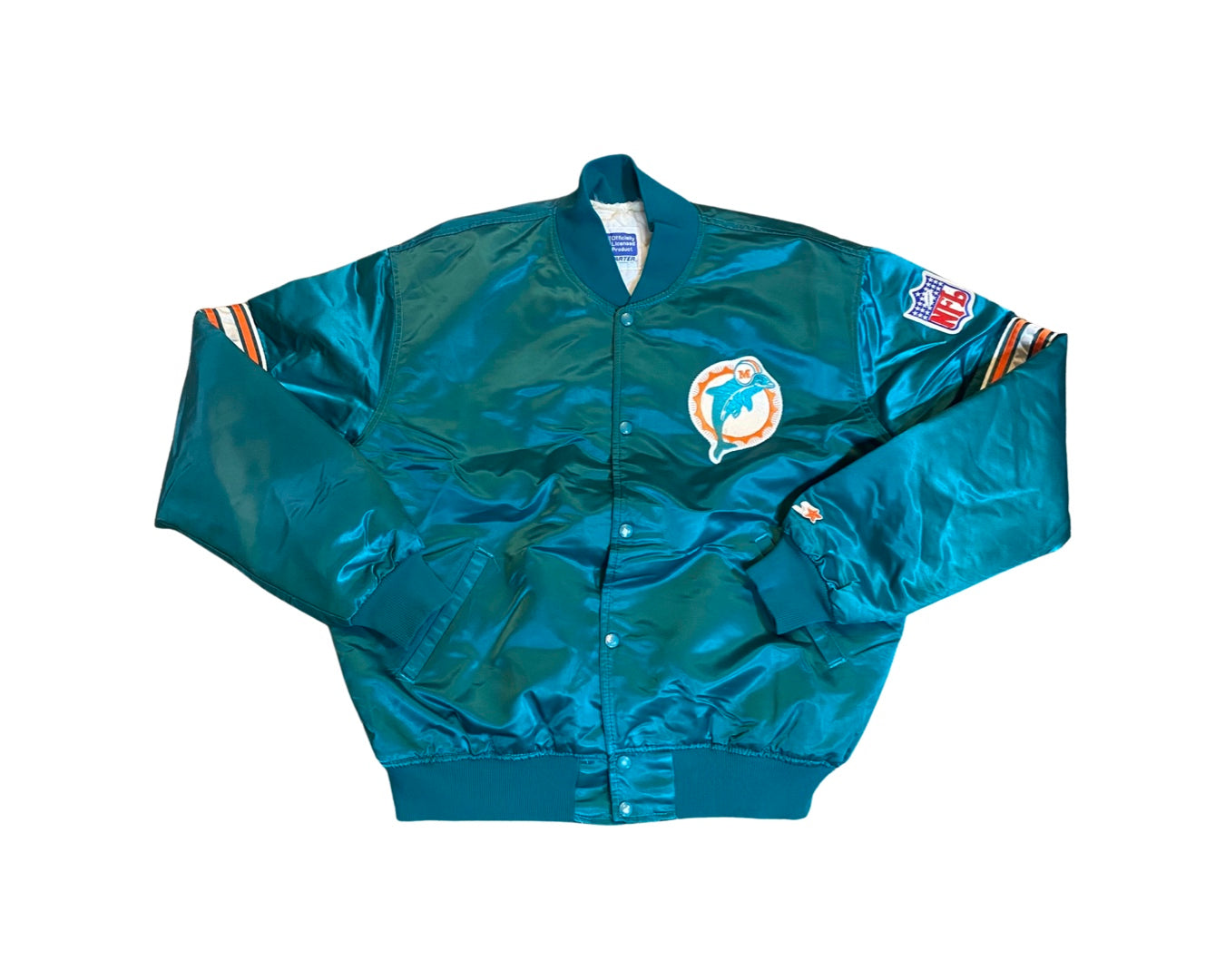 Miami Dolphins Women's Vintage Satin Starter Jacket - Pearl White