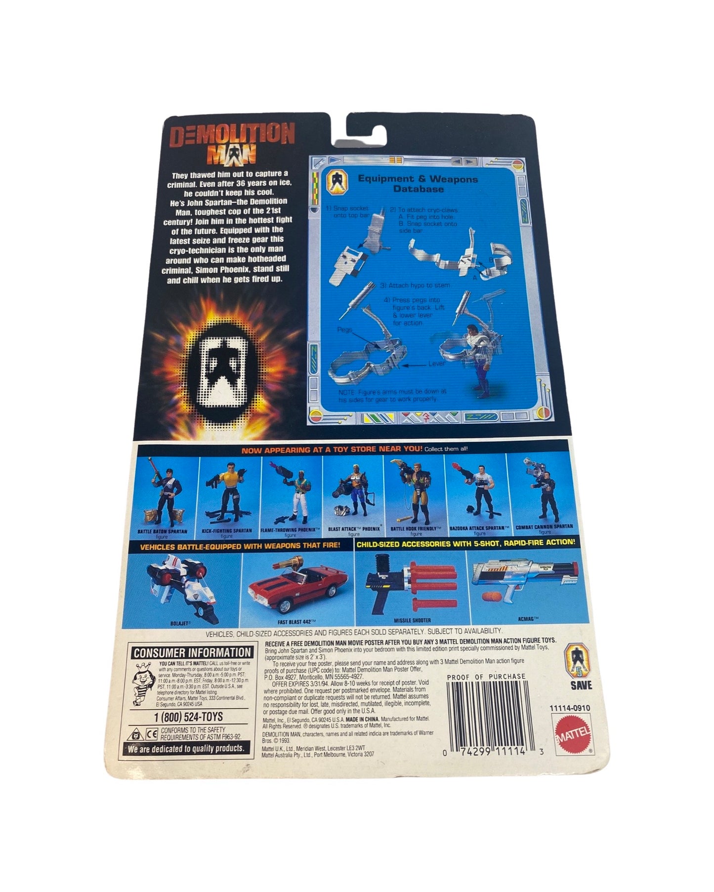 1993 Mattel Demolition Man Cryo-Claw Tech