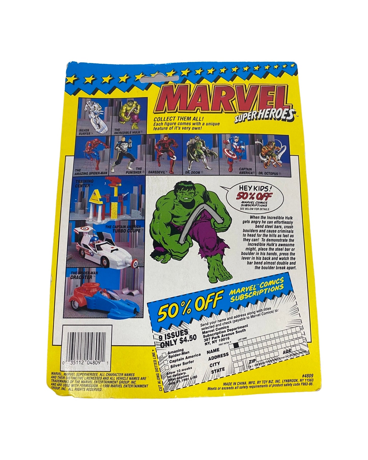 1990 Toybiz Marvel SuperHeroes Incredible Hulk (Crushing Arm)