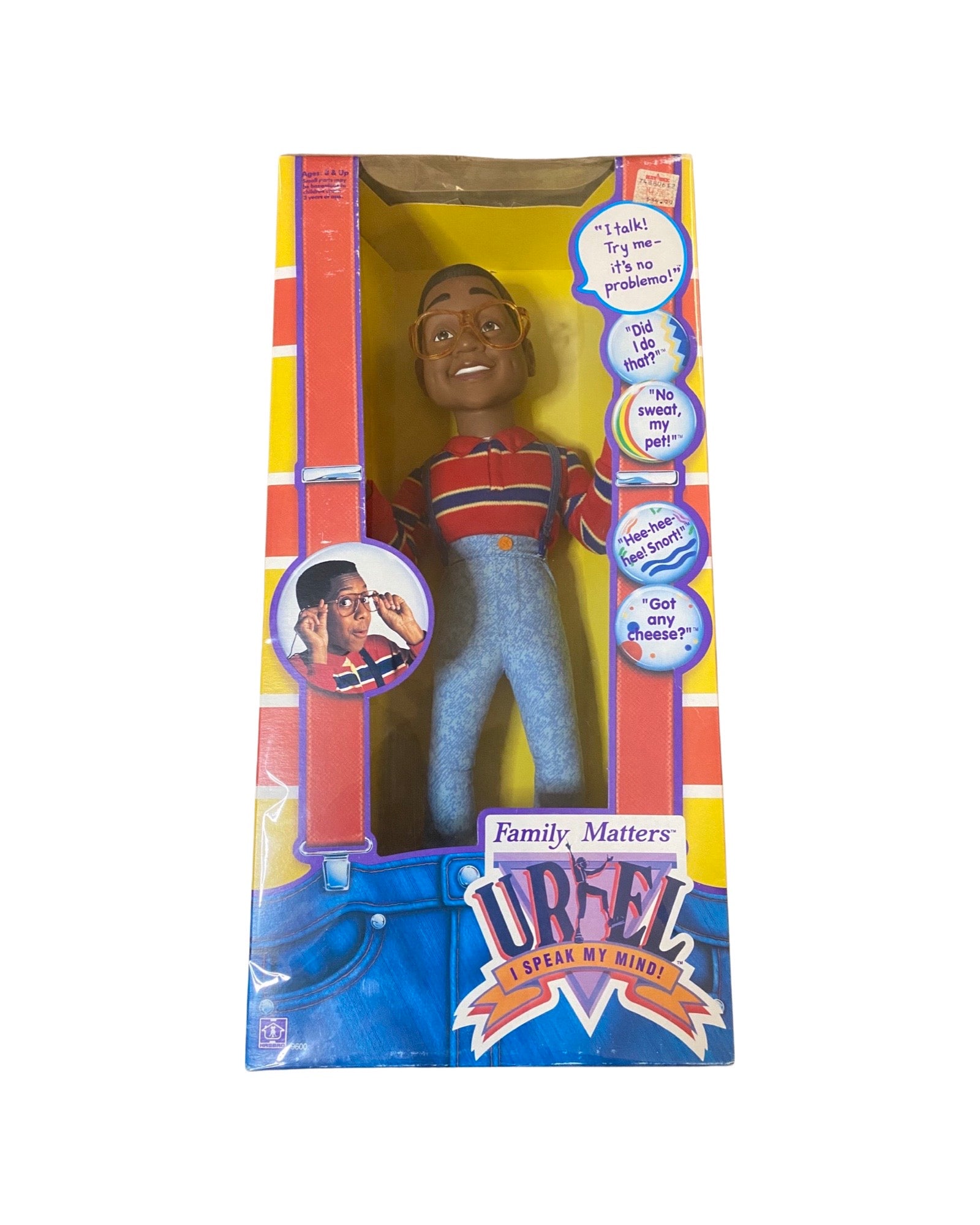 1990 Hasbro Family Matters Steve Urkel Talking Doll – retrotrapped.com